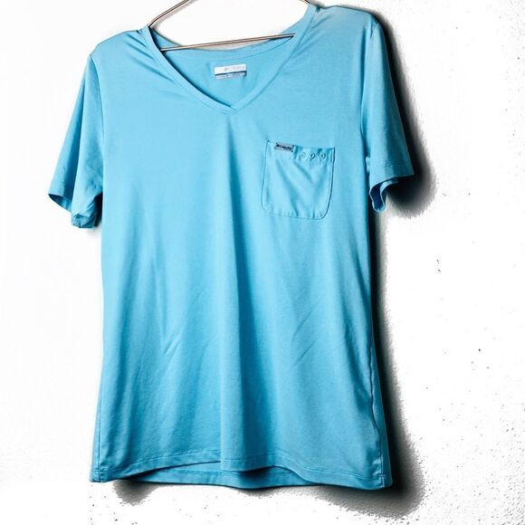 EUC Columbia Blue Striped Pocket Tee S/P - Picture 1 of 6